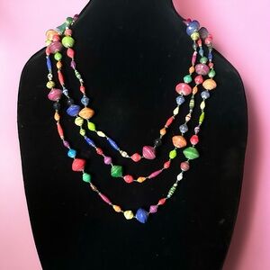 Bead For Life long multicolor paper bead necklace